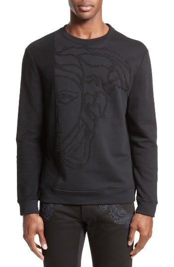 Men's Versace Collection Reverse Terry Medusa Sweatshirt - Black