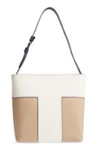 Tory Burch Block-t Bicolor Pebbled Leather Hobo -