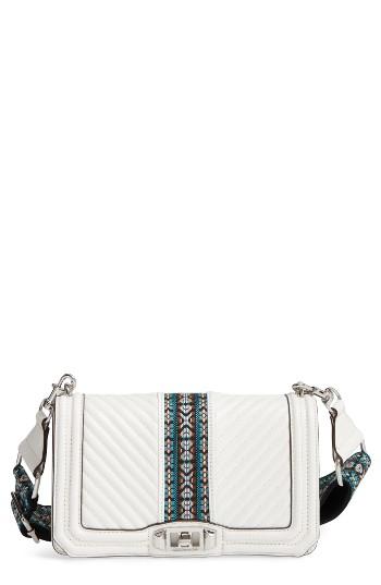 Rebecca Minkoff Jacquard Love Leather Crossbody Bag With Guitar Strap - White