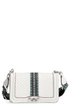 Rebecca Minkoff Jacquard Love Leather Crossbody Bag With Guitar Strap - White