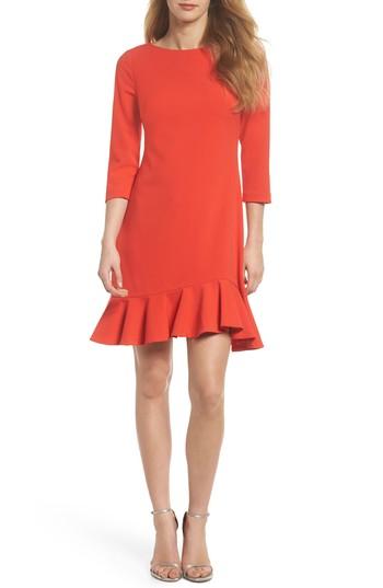 Women's Vince Camuto Crepe Ruffle Hem Body-con Dress - Orange