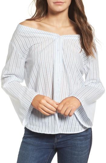 Women's Treasure & Bond Stripe Off The Shoulder Shirt