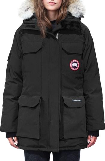 Women's Canada Goose Expedition Hooded Down Parka With Genuine Coyote Fur Trim (0) - Black