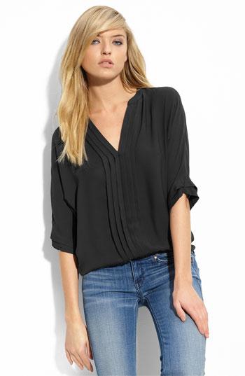 Women's Joie 'marru' Semi-sheer Silk Blouse - Black