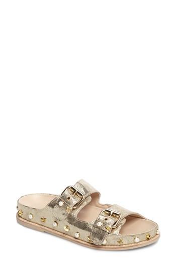 Women's Stuart Weitzman Sandbar Studded Slide Sandal M - Metallic