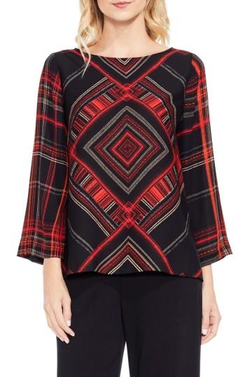 Women's Vince Camuto Diamond Plaid Blouse - Black