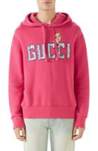 Men's Gucci Logo Patch Pullover Hoodie - Pink