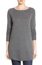 Petite Women's Halogen Shirttail Wool & Cashmere Boatneck Tunic P - Grey