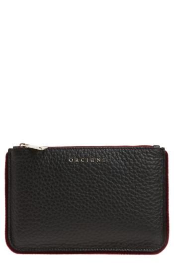 Orciani Large Soft Line Velvet Trim Calfskin Leather Pouch - Red