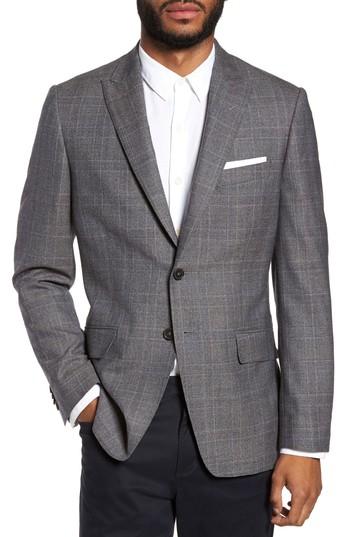 Men's Moods Of Norway Gryning Trim Fit Plaid Wool Blend Sport Coat Eu - Grey