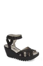 Women's Fly London Yrat Wedge Sandal .5-6us / 36eu - Black