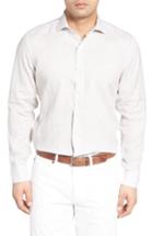 Men's Peter Millar Saline Beach Print Linen Sport Shirt - Brown