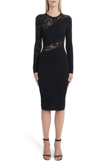 Women's Versace First Line Logo Mesh Panel Body-con Dress