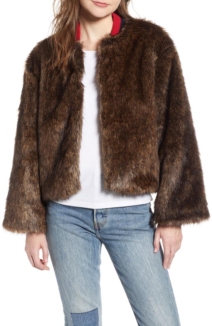 Women's Levi's Made & Crafted(tm) Jetsetter Crop Faux Fur Bomber Jacket