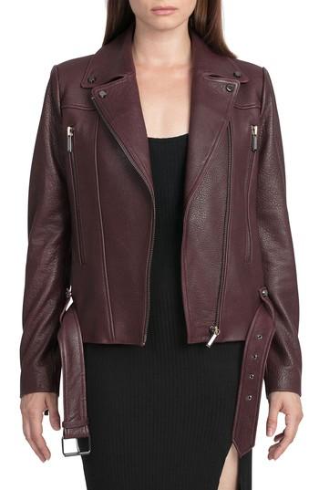 Women's Bagatelle City The Rugged Biker Jacket - Burgundy