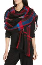 Women's Eileen Fisher Plaid Wool & Organic Cotton Scarf, Size - Red