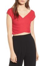 Women's Madison & Berkeley Ribbed Wrap Crop Top - Red