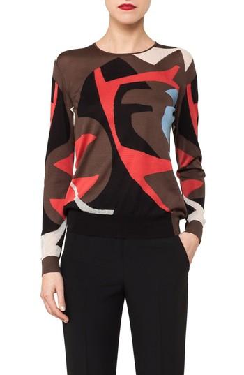 Women's Akris Silk & Cotton Intarsia Knit Sweater