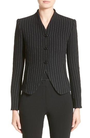 Women's Armani Collezioni Stretch Wool Pinstripe Jacket