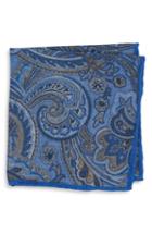 Men's Canali Paisley Wool Pocket Square, Size - Blue
