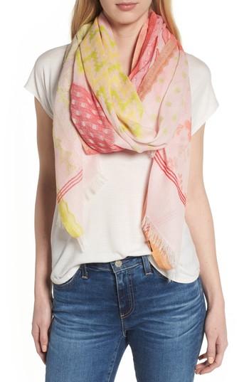 Women's Echo Patchwork Print Silk Scarf, Size - Pink