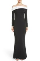 Women's Chiara Boni La Petite Robe Tae Bicolor Off The Shoulder Gown - Black