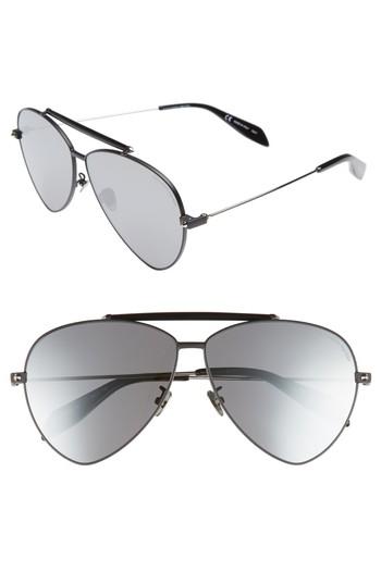 Women's Alexander Mcqueen 63mm Oversize Aviator Sunglasses - Black