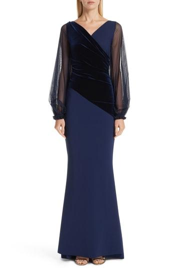 Women's Chiara Boni La Petite Robe Erenira Mixed Media Gown - Blue