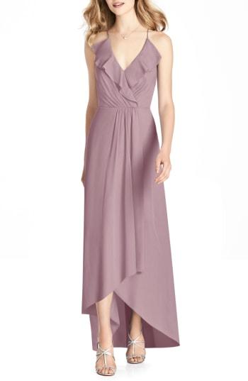 Women's Jenny Packham Ruffle Neck Chiffon Gown