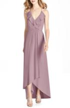 Women's Jenny Packham Ruffle Neck Chiffon Gown