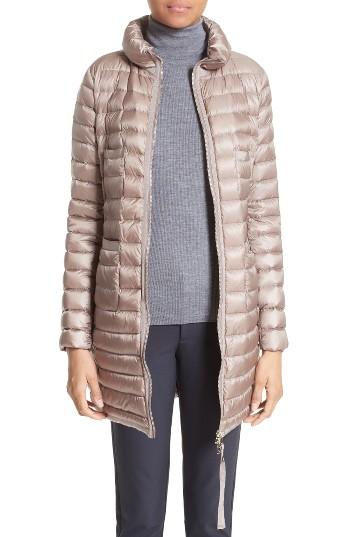 Women's Moncler Bogue Water Resistant Long Down Jacket - Brown