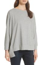 Women's Eileen Fisher High/low Cotton Sweatshirt, Size - Grey