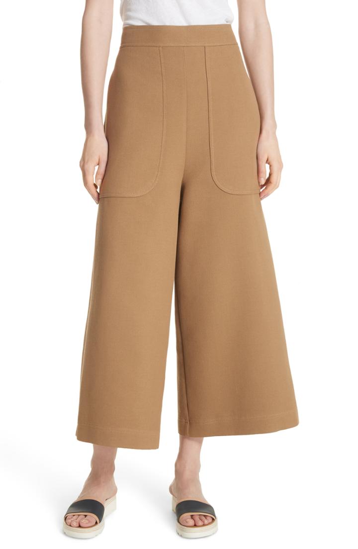 Women's See By Chloe Crop Wide Leg Pants Us / 36 Fr - Brown