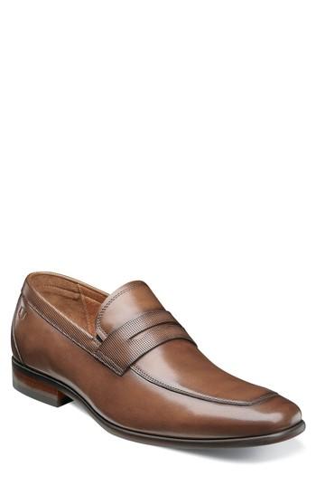 Men's Florsheim Postino Apron Toe Textured Penny Loafer Eee - Brown