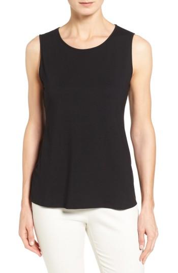 Women's Eileen Fisher Lightweight Jersey Round Neck Tank - Black