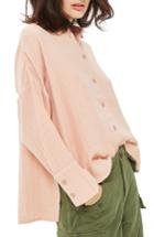 Women's Topshop Crinkle Shirt Us (fits Like 0-2) - Coral