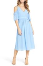 Women's Charles Henry Cold Shoulder Midi Dress - Blue