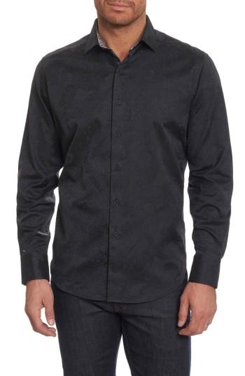 Men's Robert Graham Rosendale Classic Fit Jacquard Sport Shirt, Size - Black