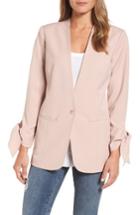 Petite Women's Halogen Tie Sleeve Blazer, Size P - Pink