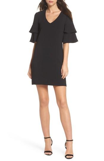 Women's Charles Henry Ruffle Sleeve Shift Dress, Size - Black