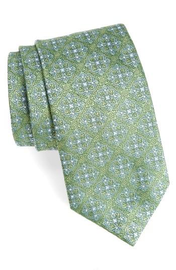Men's David Donahue Medallion Silk Tie, Size X-long - Green