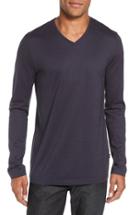 Men's Boss 'tyson' V-neck Long Sleeve T-shirt, Size - Grey