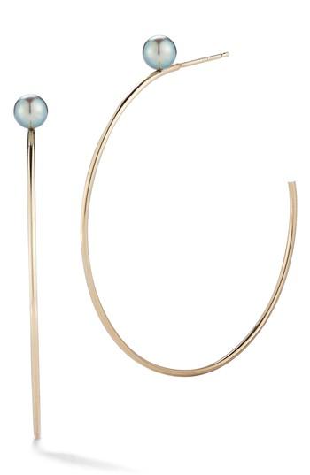 Women's Mizuki Genuine Black Pearl Small Hoop Earrings