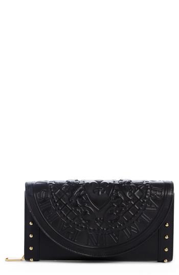 Women's Balmain Renaissance Leather Wallet On A Chain - Black