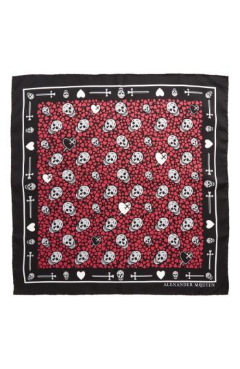 Women's Alexander Mcqueen Dagger Hearts Silk Bandana, Size - Black