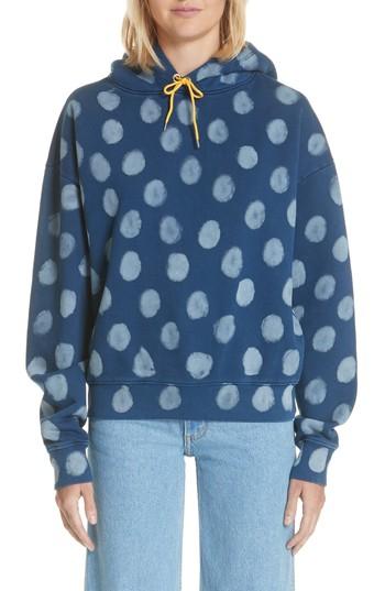 Women's Eckhaus Latta Crop Polka Dot Pullover Hoodie - Blue