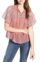 Women's Lucky Brand Short Sleeve Print Peasant Top - Ivory
