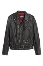 Men's Schott Nyc Cafe Racer Hand Vintaged Cowhide Leather Jacket, Size - Black