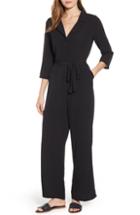 Women's Bobeau Tie & Button Front Jumpsuit - Black