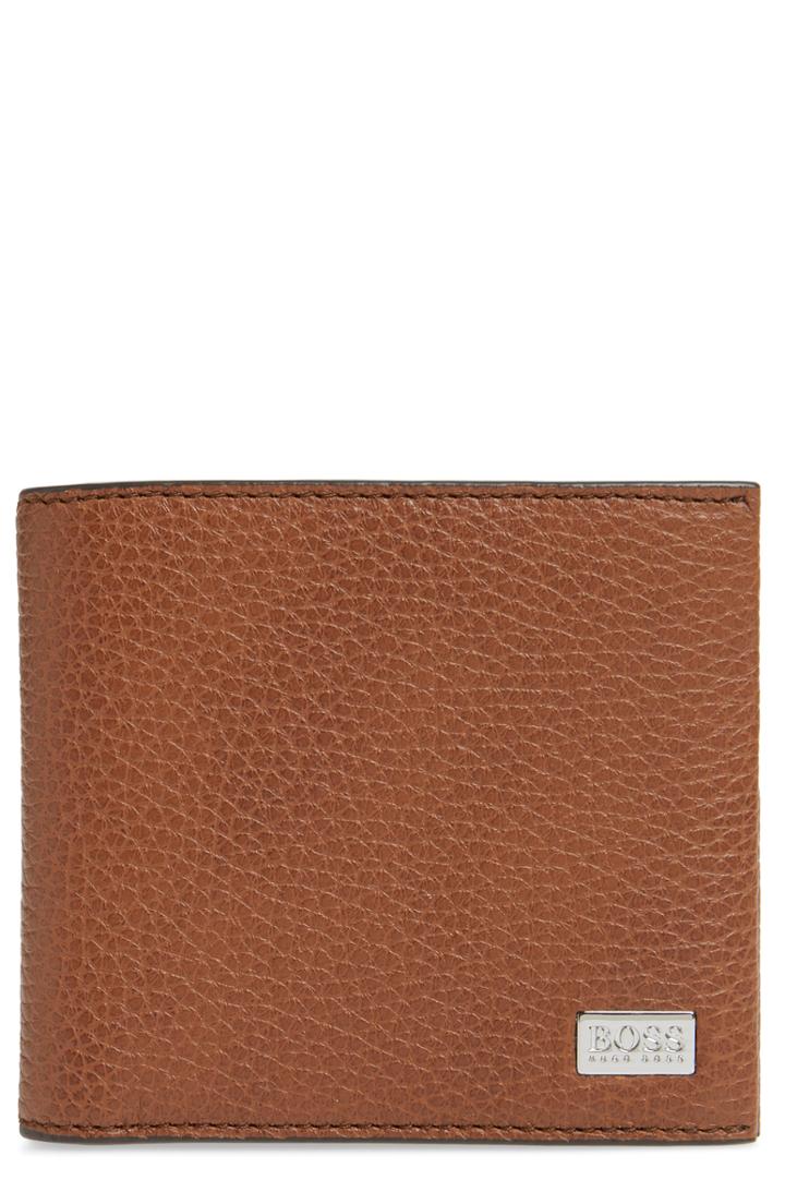 Men's Boss Crosstown 8-card Leather Wallet - Brown